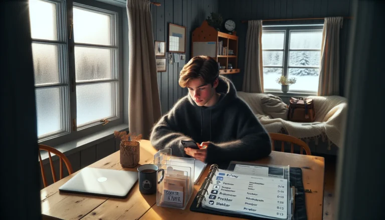 Norwegian teen calmly blocks and reports cyberbullying with adult support nearby